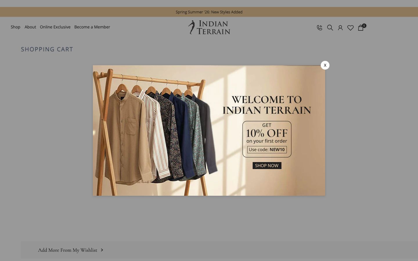 Indian Terrain — Cart (trust badges near checkout)
