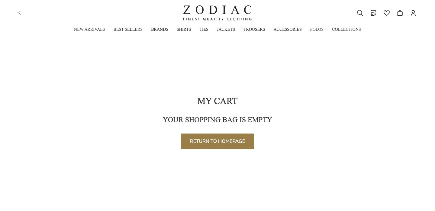Zodiac — Full page cart (/cart)
